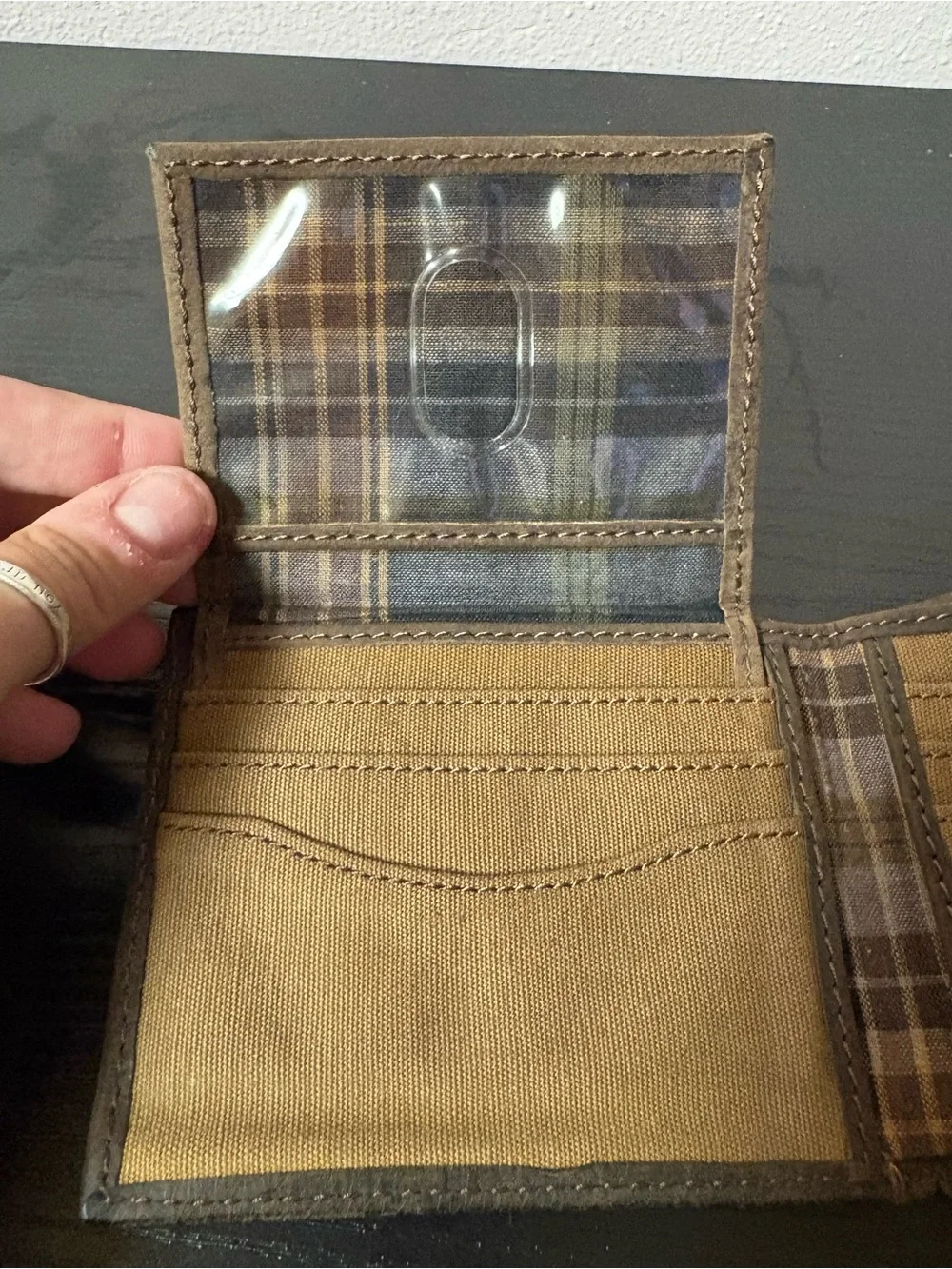 American Eagle Outfitters Distressed Brown Leather Bifold Wallet Eagle